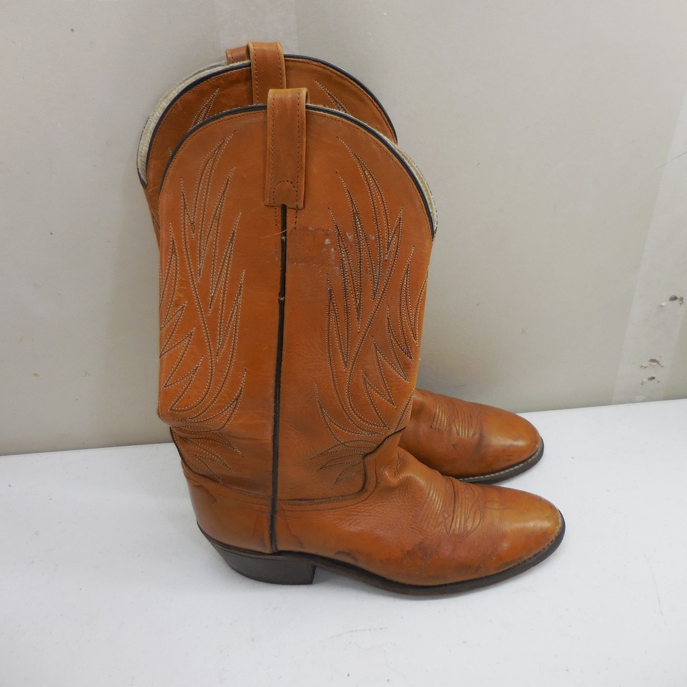 Vintage Acme Mens Tan Leather Western Cowboy Boots 4736 10D